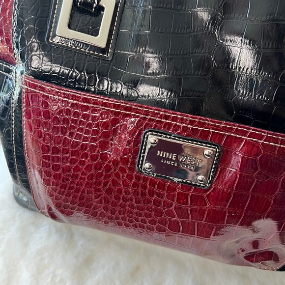 Nine West croc pattern Black and Red Tote Purse - Picture 2 of 9